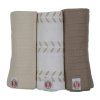 Multifunkční osuška LODGER Swaddler Solid 70x70 cm 3 ks 2026, matcha birch