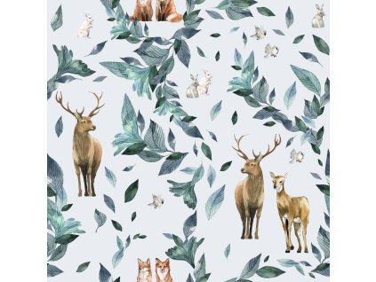 96172e154a97f2 lesni zviratka na svetle sede polyester