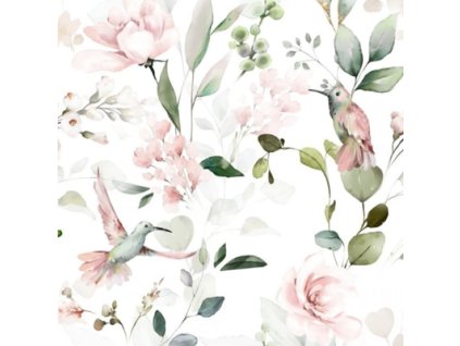 jarni zahrada s ptacky premiova bavlna