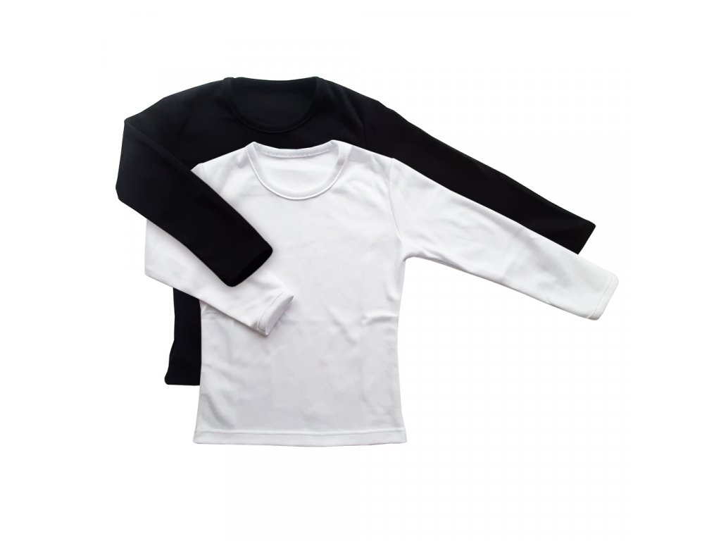 Dívčí tričko s dlouhými rukávy, 2 ks v balení, bílé a černé
