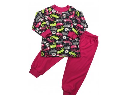Kojenecké pyžamo s chameleony růžové