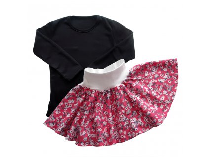 Kojenecká souprava sukýnky růžové s černým tričkem