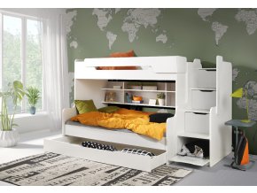 Kombinovaná patrová postel Harry 90/120x200 cm s rozšířeným spodním lůžkem - bílá