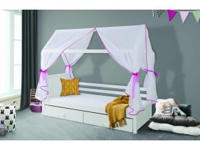 Dětská postel Rozárka II 80x180 cm s úložným prostorem a baldachýnem