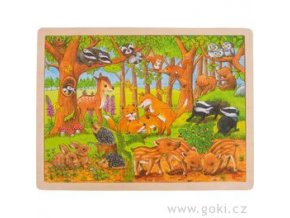 8601 zvireci deti v lese drevene puzzle 48 dilu