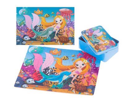 Puzzle v plechové krabičce Mořská panna, 100 dílků