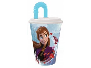 Plastový kelímek s brčkem Ledové království Frozen, 430 ml