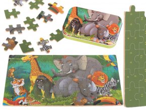 Puzzle v plechové krabičce Safari Afrika 60 dílků