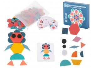KIK Dřevěné Montessori puzzle Barevné mozaikové tvary