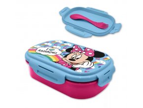 Svačinový box Minnie Mouse, modrá + vidlička