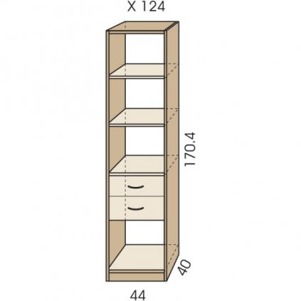 regal se zasuvkami x 124