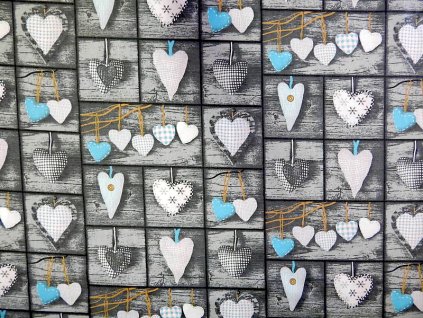 srdíčka modrá na potisku dřeva