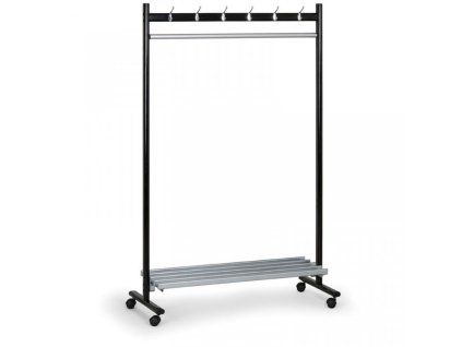 Garderobenständer mit Haken, Einseitig V4301, mit Rädern und Rost
