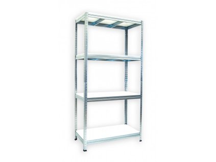 Abstellraum Regal mit weissböden Biedrax 45 x 90 x 180 cm verzinkt - 4 Laminatboden weiss