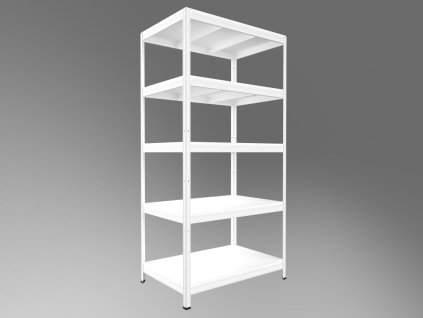 Lagerregal Biedrax 45 x 120 x 240 cm, Weiß, 5 Fachböden weiß laminiert 12 mm, Fachlast 200 kg pro Fachboden