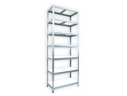 Lagerregal mit weissböden Biedrax 45 x 60 x 210 cm verzinkt - 7 Laminatboden weiss 12 mm