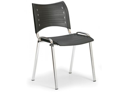 Konferenzstuhl - Kunstoff, schwarz Biedrax Z9130c, Fußgestell verchromt