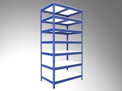 Steckregal Biedrax 45 x 75 x 270 cm, Blau, 7 Fachböden weiß laminiert 12 mm, Fachlast 200 kg pro Fachboden
