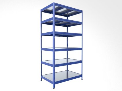 Steckregal mit Metallböden Biedrax 35 x 90 x 270 cm blau - 6 Böden verzinkt