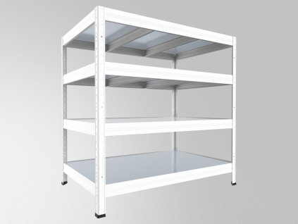 Steckregal Biedrax 35 x 90 x 90 cm, Weiß, 4 Stahlböden verzinkt, Fachlast 150 kg pro Fachboden