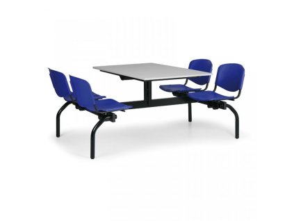 Esstisch für Schulen und Kantinen Biedrax JS3834s - Sitz blau, Tisch grau