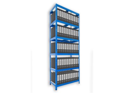 188663 buroregal mit holzboden biedrax 35 x 90 x 210 cm blau 6 fachboden mdf