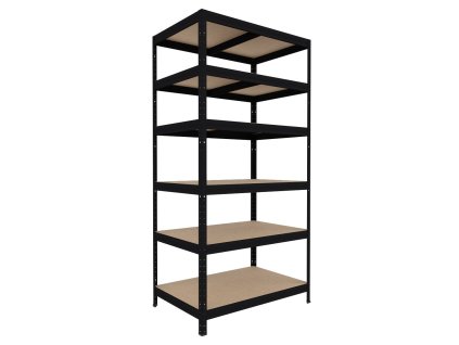 204893 schwerlastregal mit holzboden biedrax 45 x 90 x 180 cm schwarz 6 fachboden mdf