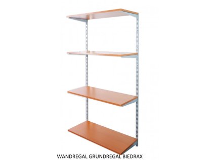 Wandregal - Grundregal 25 x 80 x 150 cm, Farbe silber - 4 Fachboden Kirsche