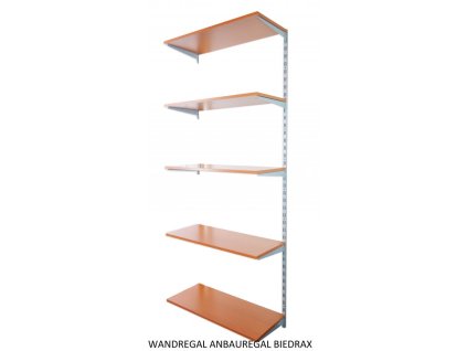 Wandregal - Anbauregal 35 x 40 x 200 cm, Farbe silber - 5 Fachboden Kirsche