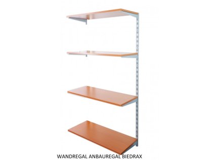 Wandregal - Anbauregal 50 x 60 x 150 cm, Farbe silber - 4 Fachboden Kirsche