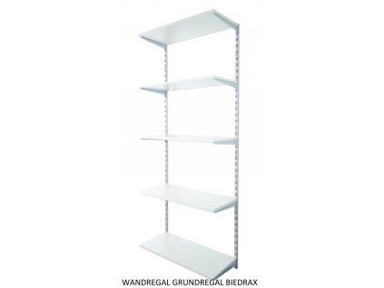 Wandregal - Grundregal 50 x 40 x 200 cm, Farbe silber - 5 Fachboden grau
