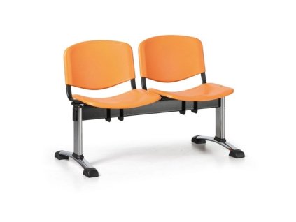 Wartezimmerbank - Kunststoff ISO Biedrax LC9681o - Gestell verchromt