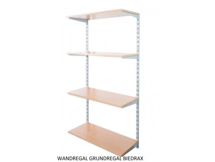 Wandregal - Grundregal 25 x 40 x 150 cm, Farbe silber - 4 Fachboden Buche