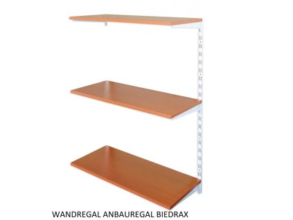 Wandregal - Anbauregal 20 x 80 x 100 cm, Farbe weiss - 3 Fachboden Kirsche