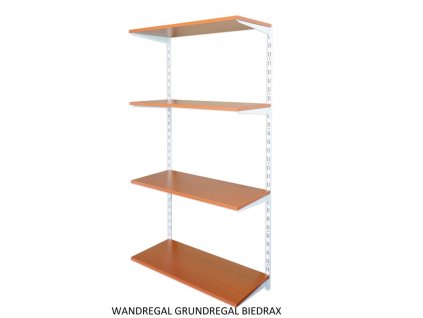 Wandregal - Grundregal 20 x 80 x 150 cm, Farbe weiss - 4 Fachboden Kirsche