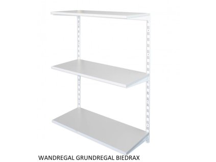 Wandregal - Grundregal 50 x 40 x 100 cm, Farbe weiss - 3 Fachboden grau