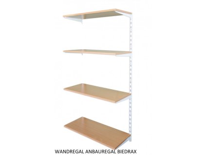 Wandregal - Anbauregal 35 x 60 x 150 cm, Farbe weiss - 4 Fachboden Buche
