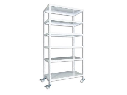 Regal mit Rollen Biedrax, weiss - 60 x 100 x 190 cm, 6 Fachböden