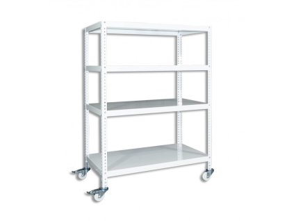 Regal mit Rollen Biedrax, weiss - 60 x 130 x 130 cm, 4 Fachböden