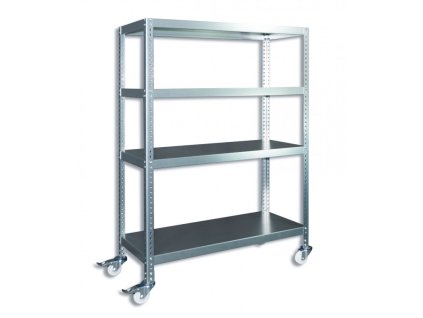 Regal mit Rollen Biedrax, verzinkt - 60 x 150 x 160 cm, 4 Fachböden
