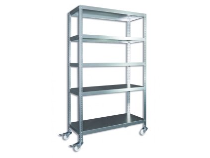 Regal mit Rollen Biedrax, verzinkt - 75 x 130 x 190 cm, 5 Fachböden