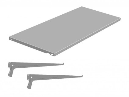 StahlFachboden 20 x 80 cm für Biedrax Wandregale, silber (Komplet mit Träger)