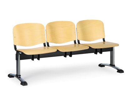 Lavice do čekárny dřevěná ISO Biedrax LC9745 - podnož chromovaná