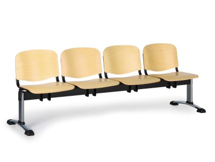 Lavice do čekárny dřevěná ISO Biedrax LC9749 - podnož chromovaná