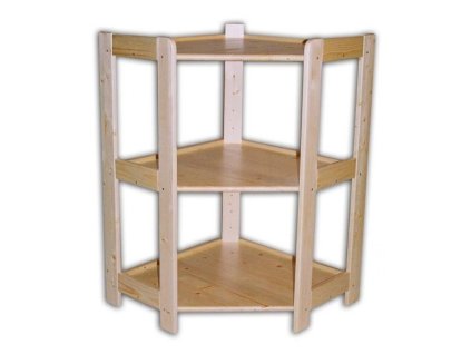 Holzregal Massivholz Eckregal 70 x 70 x 89 cm, 3 Fachböden