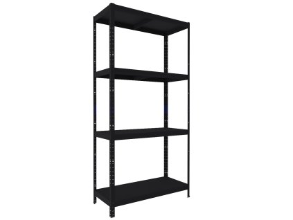 Kellerregal Biedrax 40 x 90 x 180 cm, Schwarz, 4 Stahlböden, Fachlast 100 kg pro Fachboden