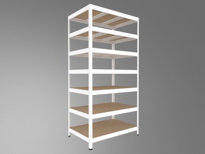 Metallregal mit Holzböden Biedrax 45 x 120 x 240 cm weiss - 7 Fachböden MDF