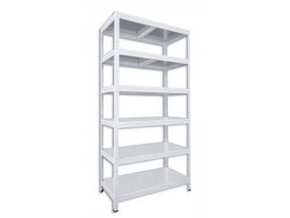 Garagenregal mit Metallböden Biedrax 50 x 75 x 180 cm weiss - 6 Böden verzinkt