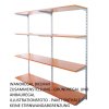 Wandregal - Anbauregal 25 x 40 x 150 cm, Farbe silber - 4 Fachboden Kirsche