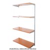 Wandregal - Anbauregal 25 x 40 x 150 cm, Farbe silber - 4 Fachboden Kirsche